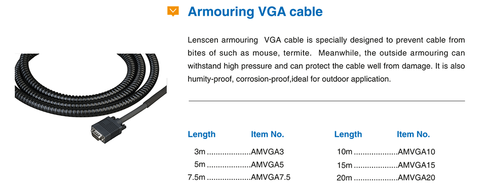 Armouring VGA cable