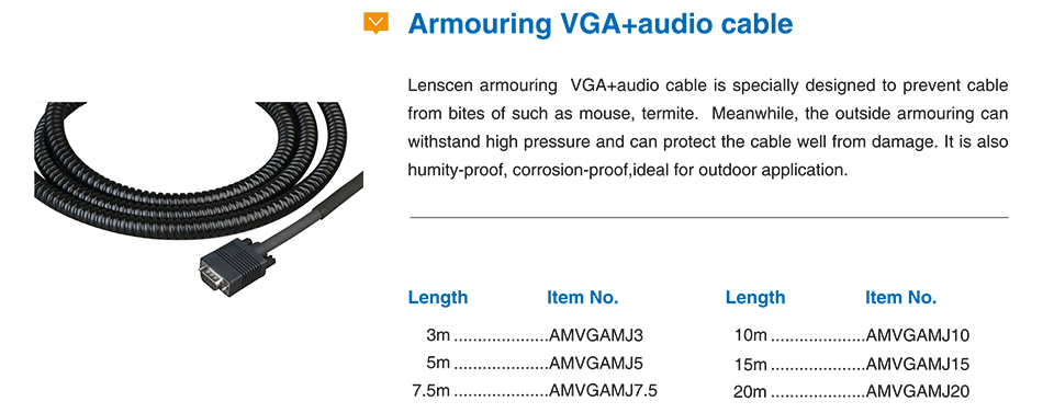 Armouring VGA+audio cable