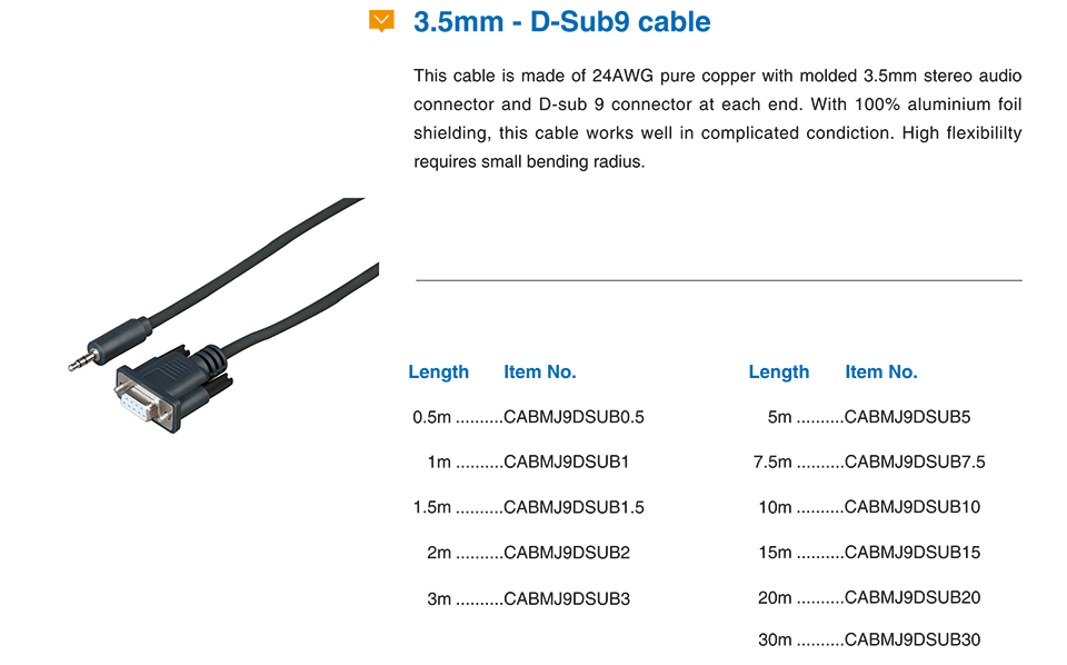 3.5mm – D-Sub9 cable