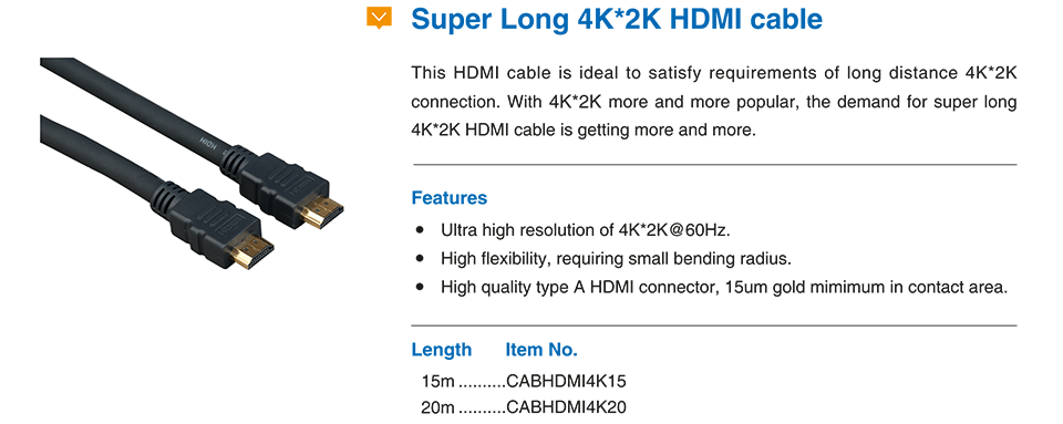 Super Long 4k*2k HDMI cable