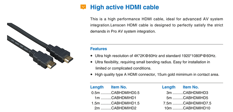 High active HDMI cable