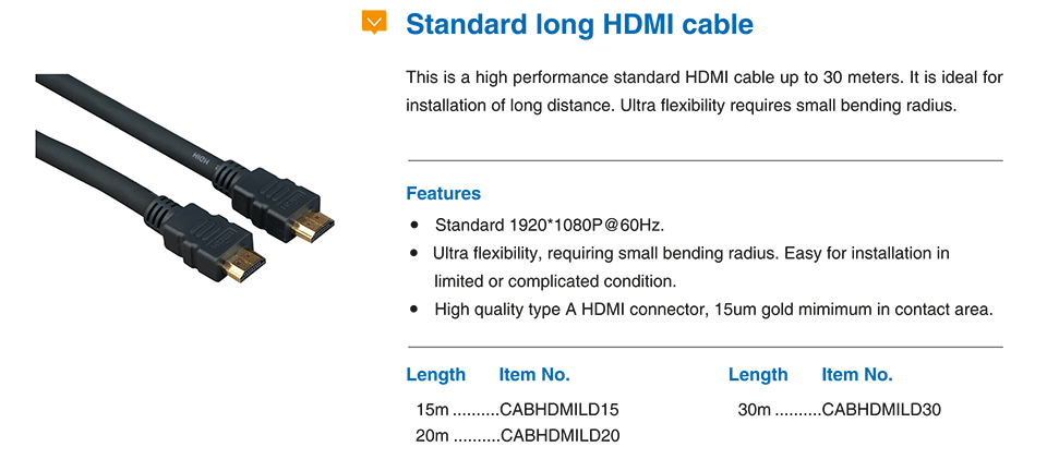 Standard long HDMI cable